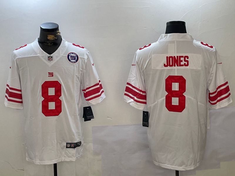 Men New York Giants #8 Jones White 2024 Nike Vapor Limited NFL Jersey style 6